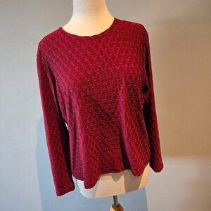 Judy Logan Women’s Textured Long Sleeve Knit Top | Size XL | Burgundy